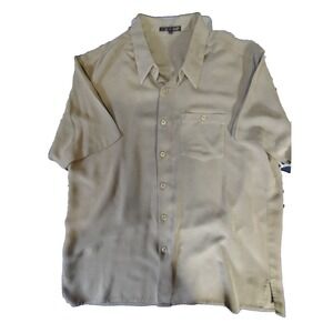 Tulliano® Mens❤️ XL 70% Silk Ivory Collared Button‎ Front Short Sleeve 224